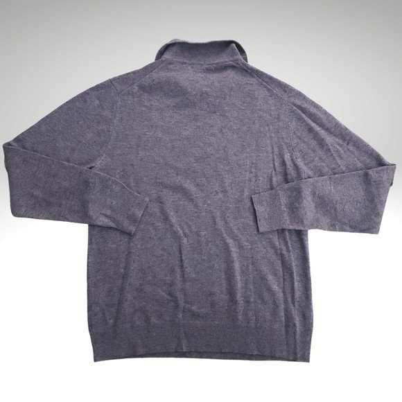 NEIMAN MARCUS Gray Cashmere V Neck With Collar Sweater - Extra Large - Picture 2 of 5